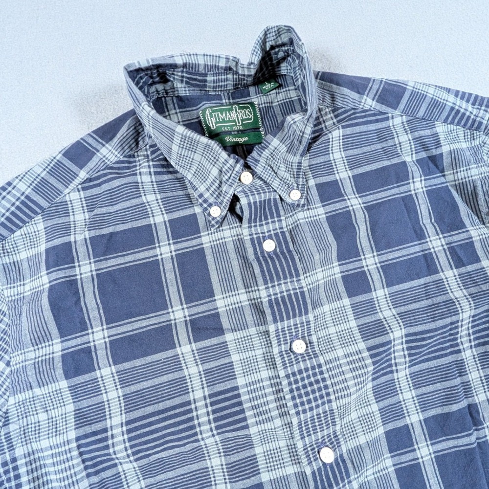 Gitman Bros Vintage Button Down Shirt Mens Large Plaid Short Sleeve Made in USA